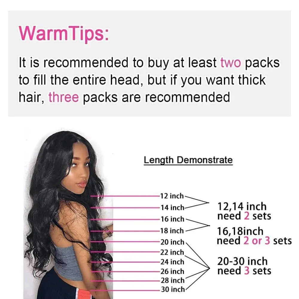 Brazilian Clip in Hair Extensions Human Hair 18 Inches Natural Black